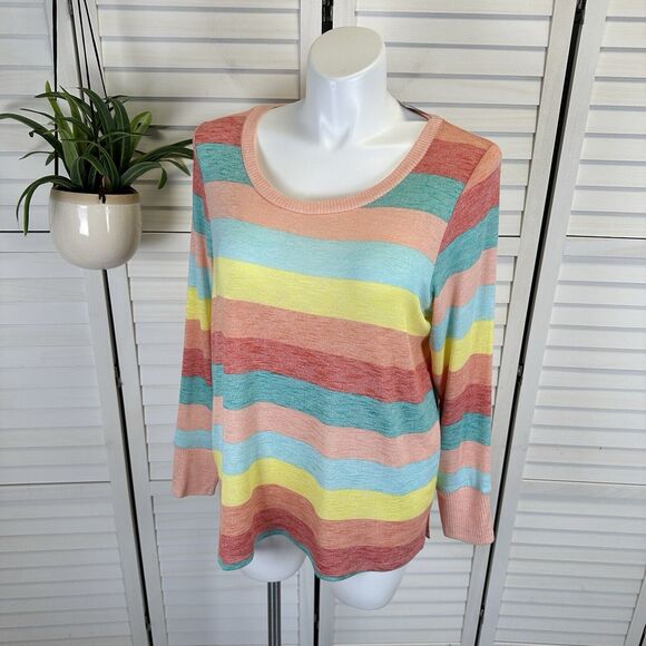 New Torrid Sleep Top‎ Lightweight Hacci Long Sleeve Lounge Tee Striped Plus 1X - Picture 1 of 10